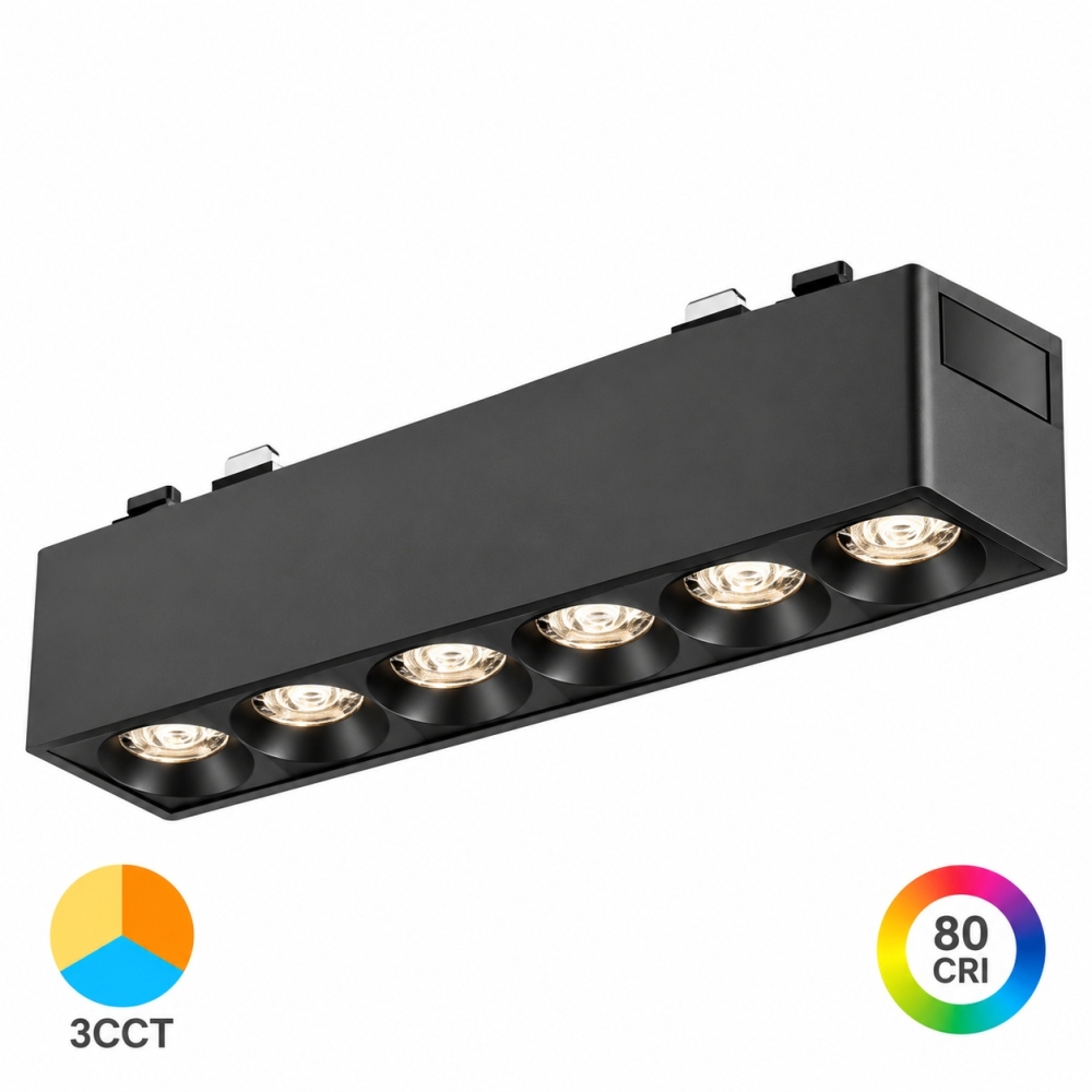 Proiector Yoga LED Liniar 6W CCT3, 480 lm, 12.2 cm, 48V, Negru