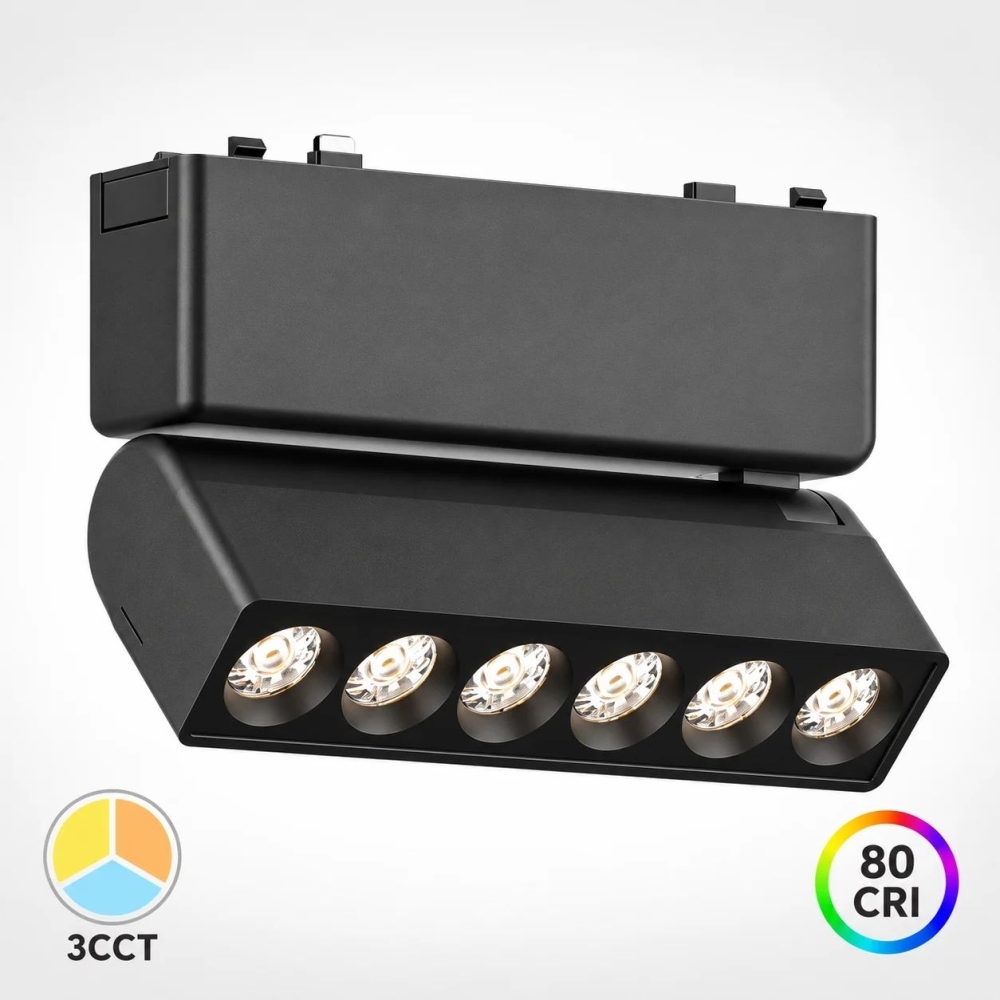 Proiector Yoga LED Multiled Rabatabil 6W CCT3, 480 lm, 12.2 cm, 48V, Negru