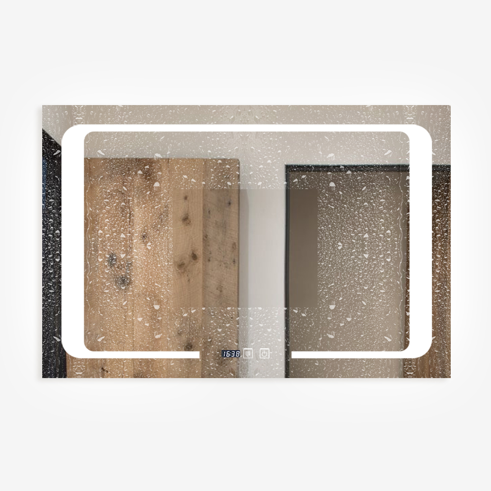 Camila Oglinda Baie 90X65 Led si Dezaburire, cu Senzor Tactil si Ceas, Touch