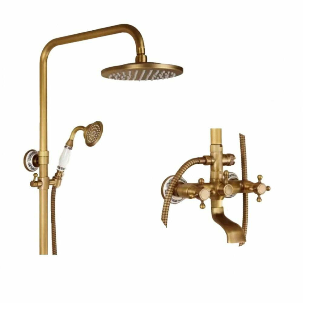 Coloana de dus Retro Selection, din alama, 3 functii, bronz antichizat