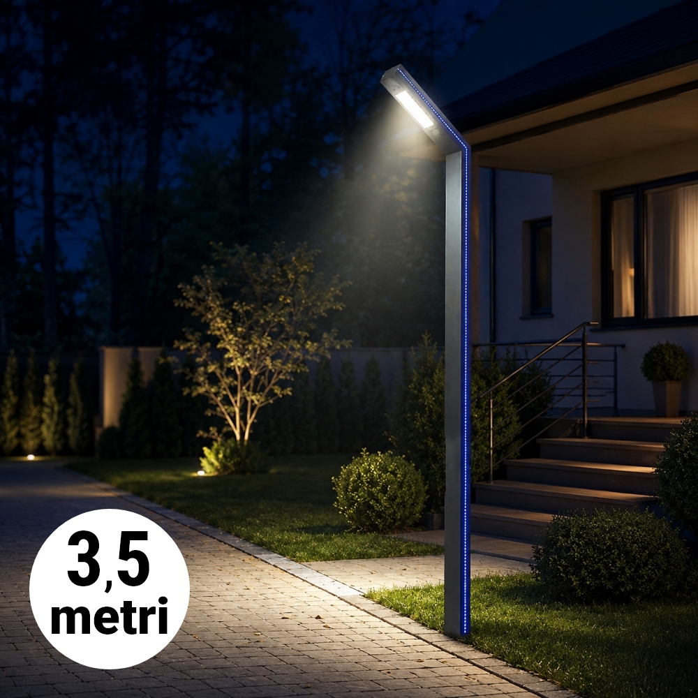 St&acirc;lp LED Iluminat Stradal 3.5m 30W IP65 Gri 6500K LED Philips