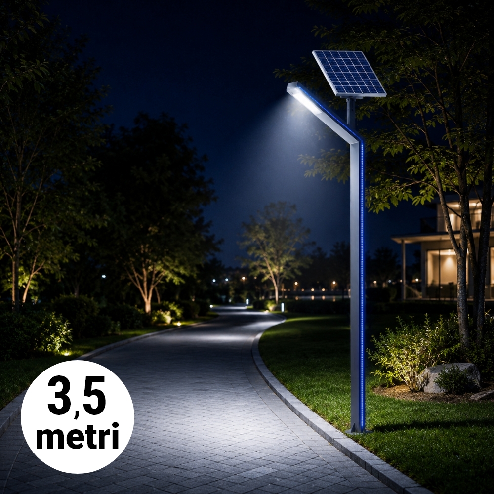 Stâlp LED Iluminat Stradal Solar 3.5m 30W IP65 Gri 6500K LED Philips