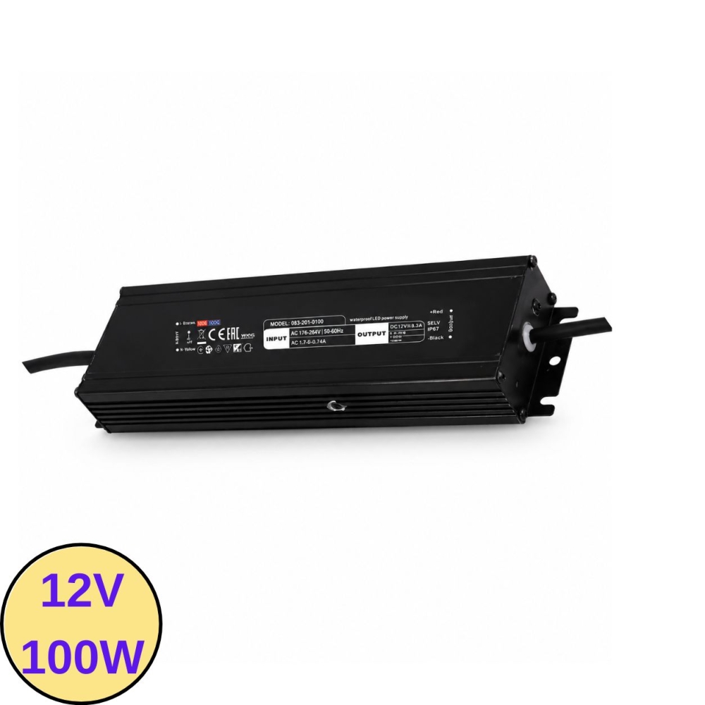Transformator Bandă LED 12V, 100W, 8.5A, IP67, Waterproof, VESTA-100