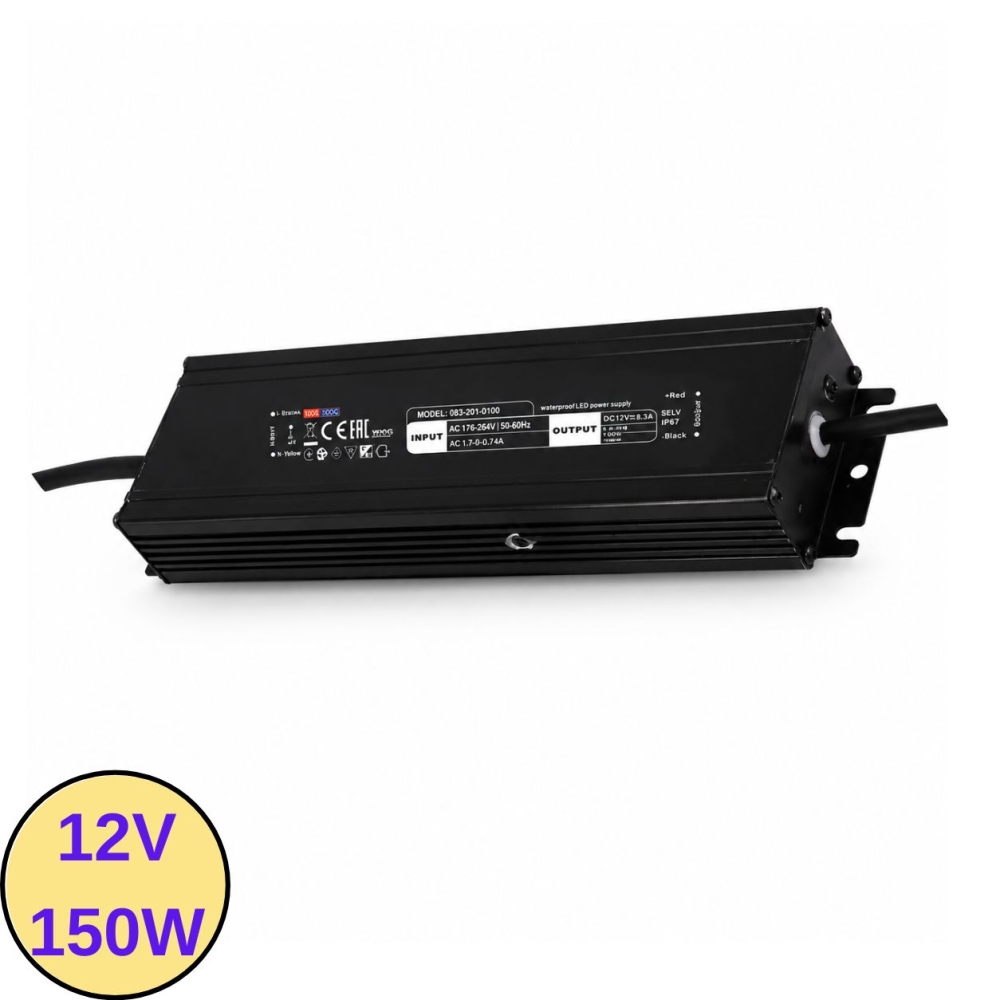 Transformator Bandă LED 12V, 150W, 12.5A, IP67, Waterproof, VESTA-150