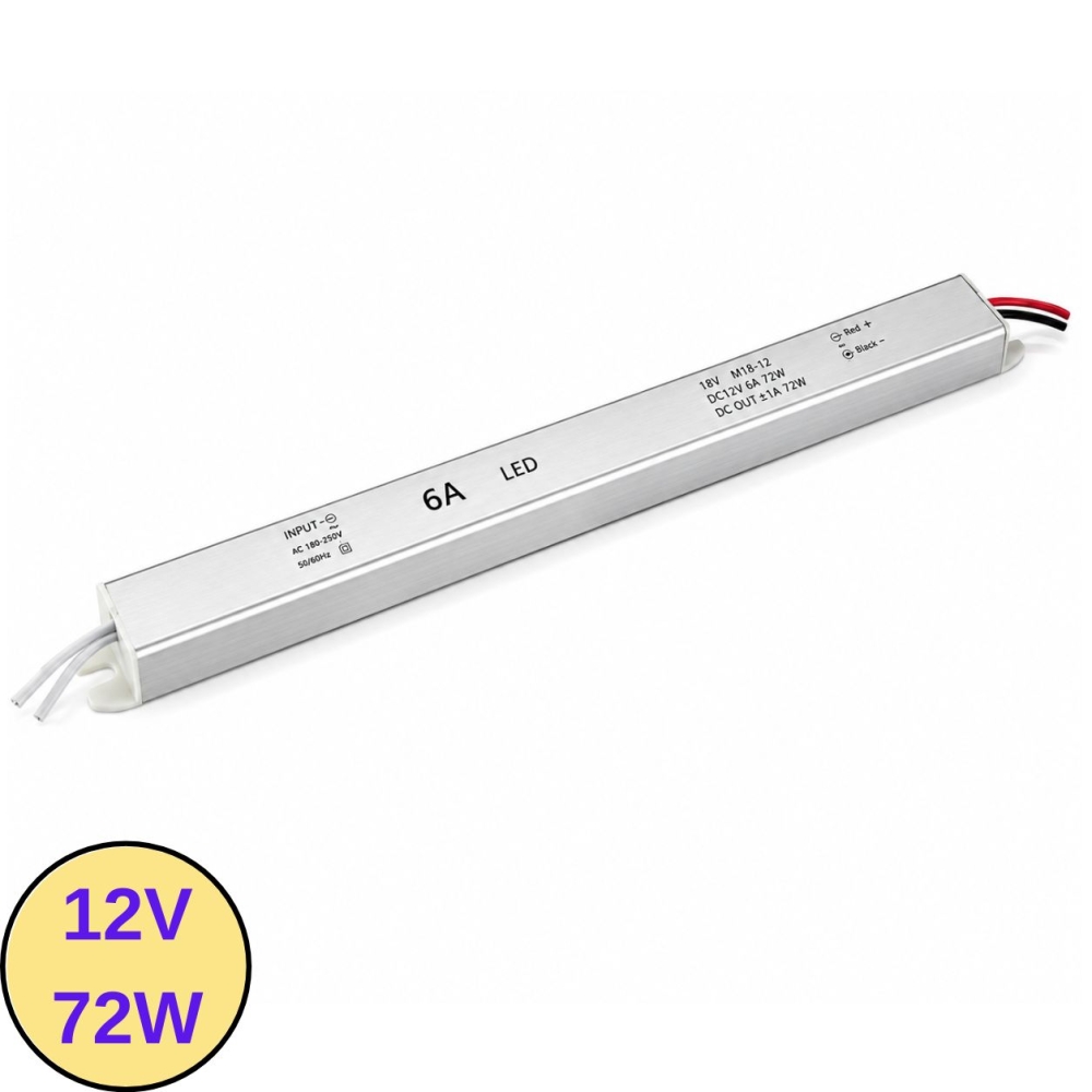 Transformator Bandă LED 12V, 72W, 6A, IP67, Ultra Slim, VIPA-72