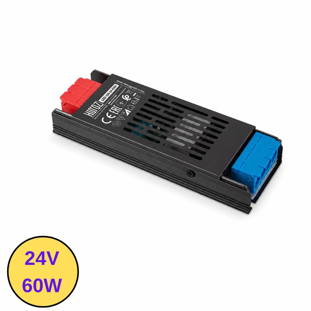 Transformator banda LED 24V, 60W, 2.5A, IP20, carcasa slim, VESPA-60/24