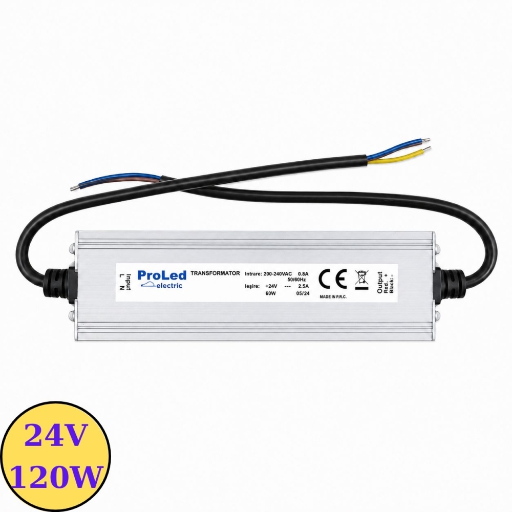 Transformator banda LED 24V IP67, 120W, 5A, exterior, DL8611