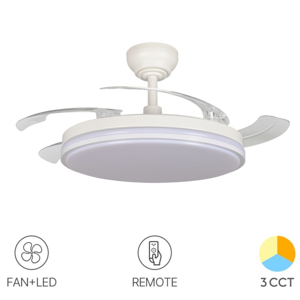 Ventilator Tavan cu Lumină VIDEX 60W CCT3, Alb, Dimabil, Telecomandă, VL-CLF01-60CW
