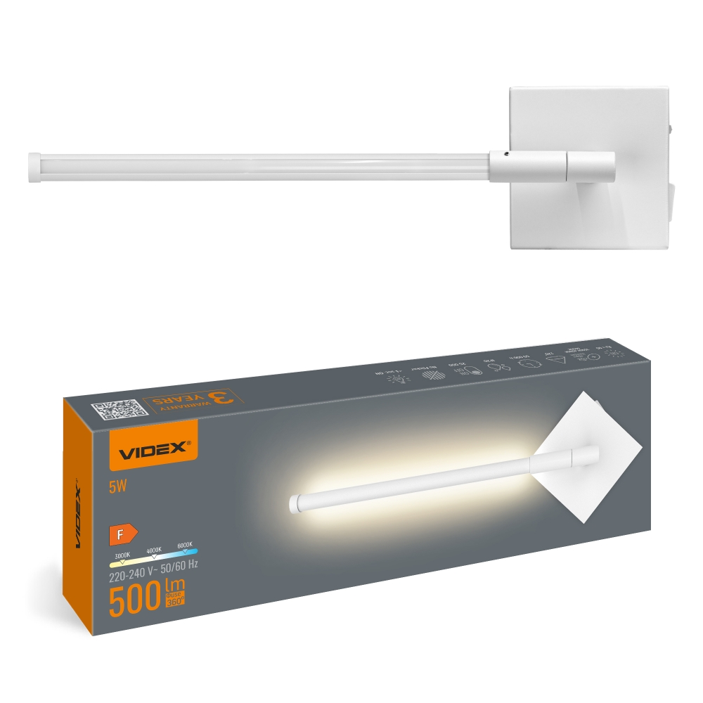 Aplica LED VIDEX WL041, 5W, 500 lm, 3CCT 3000K / 4000K / 6000K, alba, VL-WL041-05CW