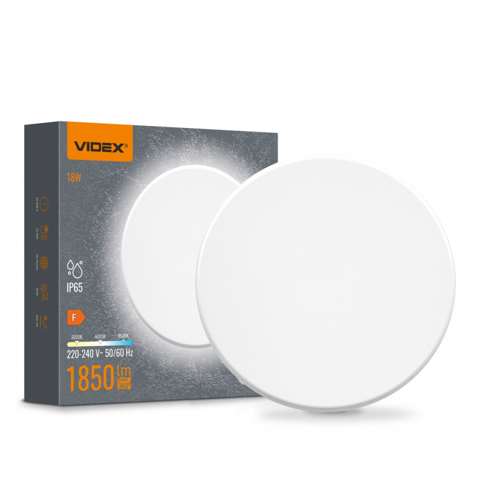 Aplica LED exterior IP65, 18W, 1850 lm, CCT 3000K/4000K/6500K, alba, VIDEX VL-WL03-18CW