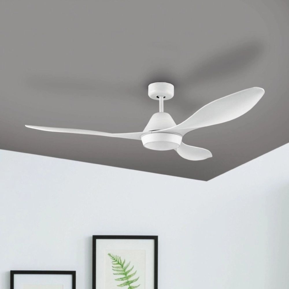 Ventilator tavan cu LED si telecomanda 140 cm 55 inch YUE-M206-3 alb, 3 viteze, 3 tipuri de lumina, 3 pale ABS