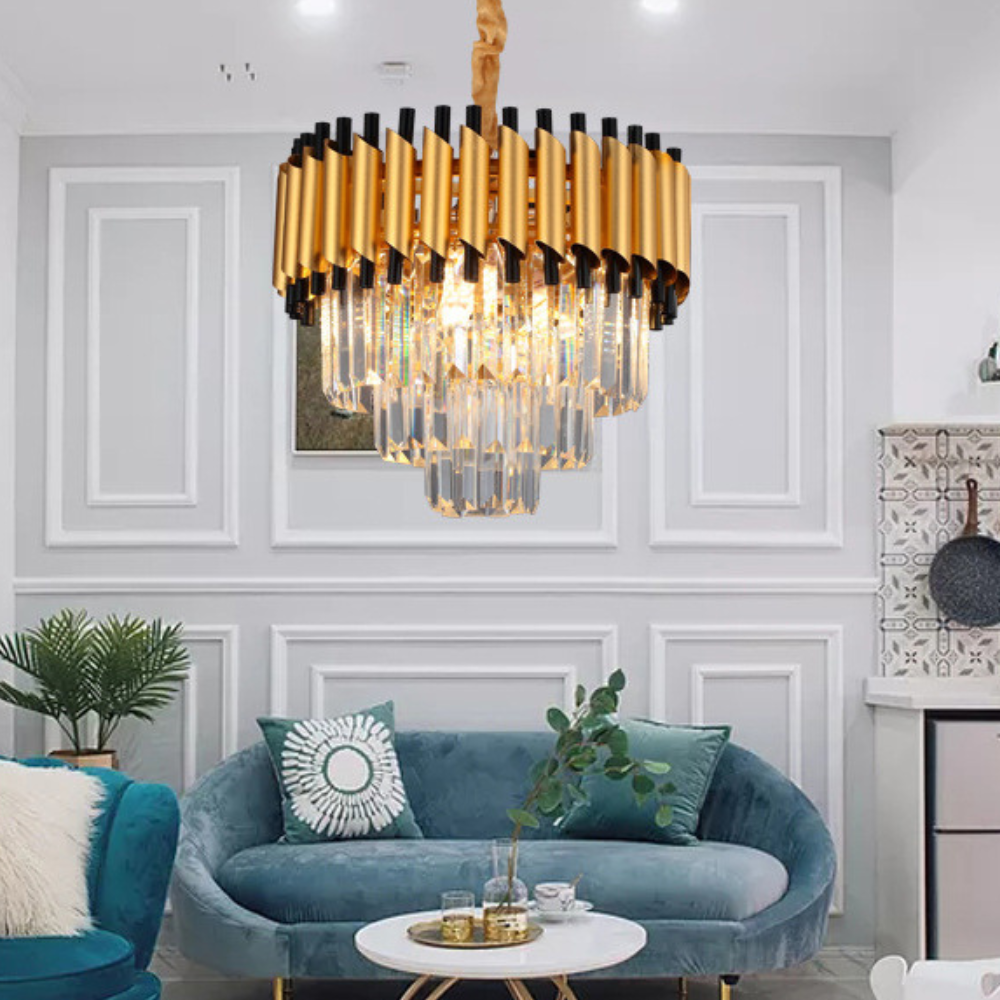 Candelabru Grandeur Glow 500, iluminat modern, E14, auriu cu negru