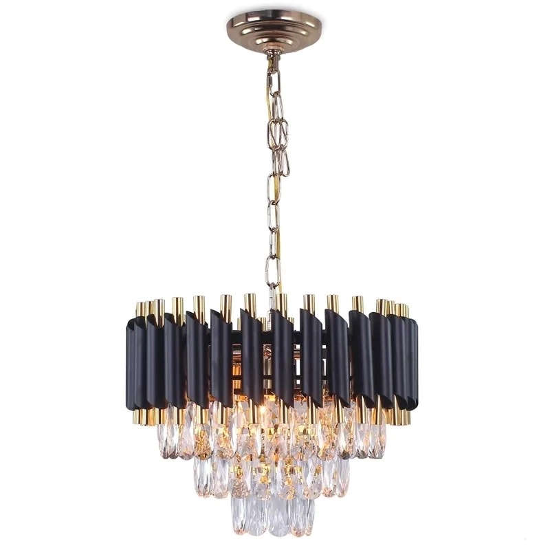 Candelabru Cristal GB Rhapsody 300, Dulie 3XE14 Negru cu Auriu