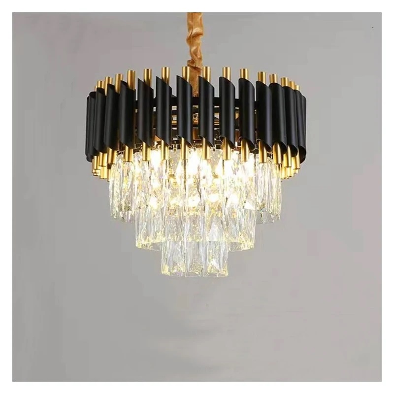 Candelabru Cristal GB Rhapsody 300, Dulie 3XE14 Negru cu Auriu