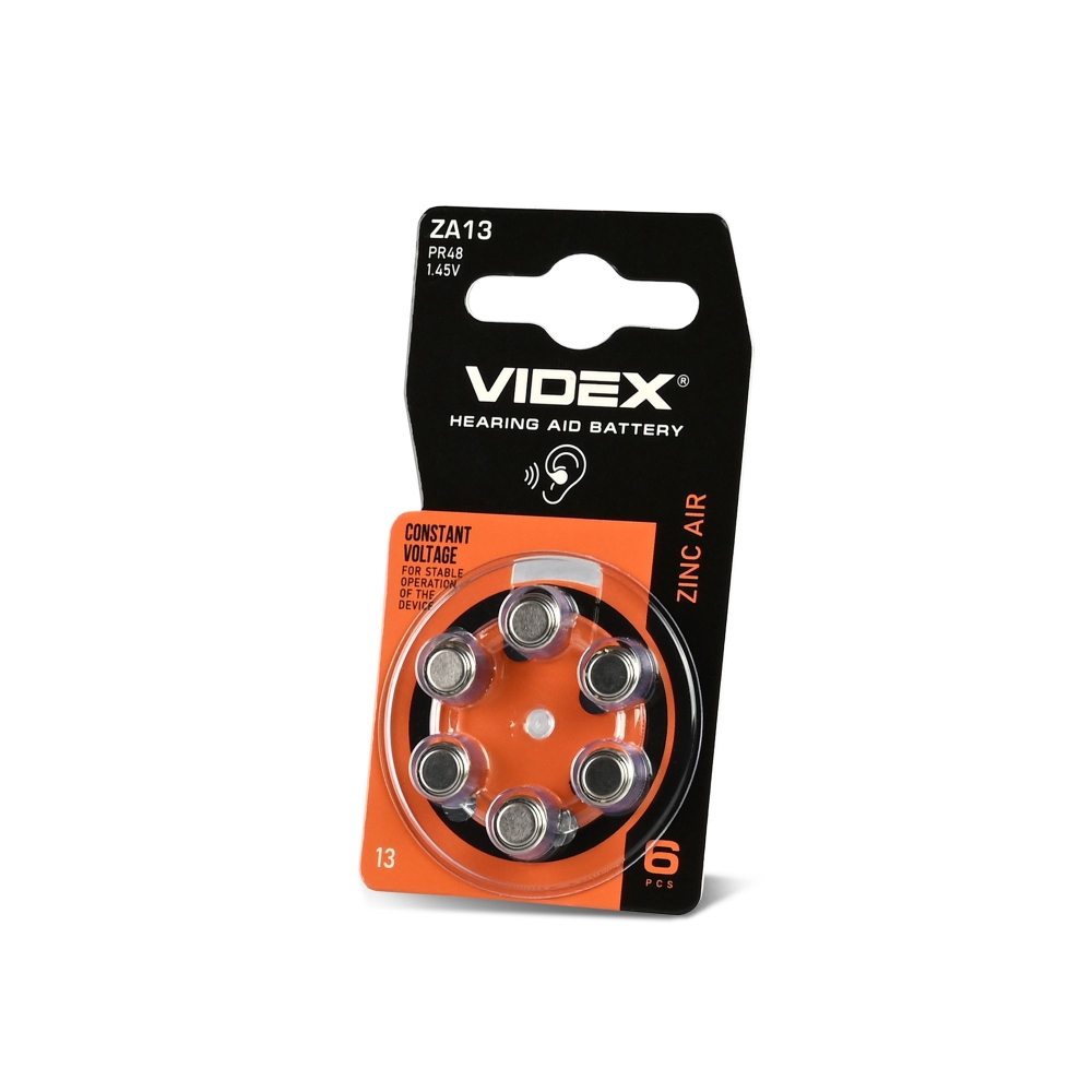 Zinc Air battery VIDEX ZA13 (PR48) 6pcs BLISTER