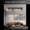 Lustra LED Nordic Concept, 22W, lumina neutra, iluminat modern, negru cu auriu