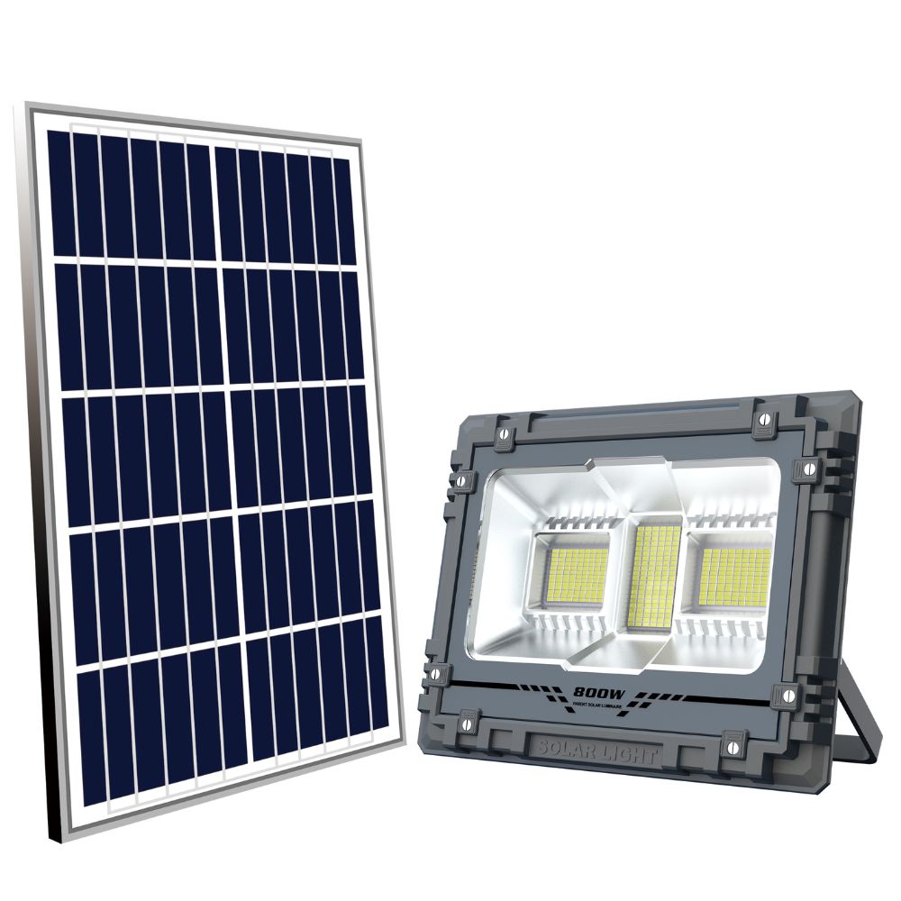Proiector Solar Led 800W, Iluminat Perimetral, cu Panou Solar 5V 50W, Acumulator 48000mA, Led SMD5050 381 buc