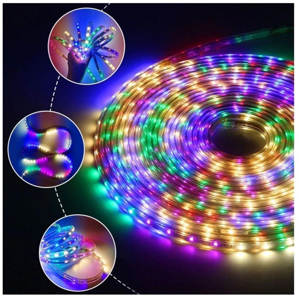 Rola banda led RGB, instalatie Craciun 10 m multicolora c, 8 jocuri de lumini 48 leduri pe metru
