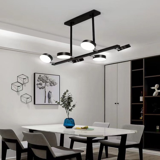 [FSL-G3850-6] Lustra LED Black Concept 6, suspendata,cu telecomanda, 100W, 5000lm, negru, cu trei tipuri de lumina